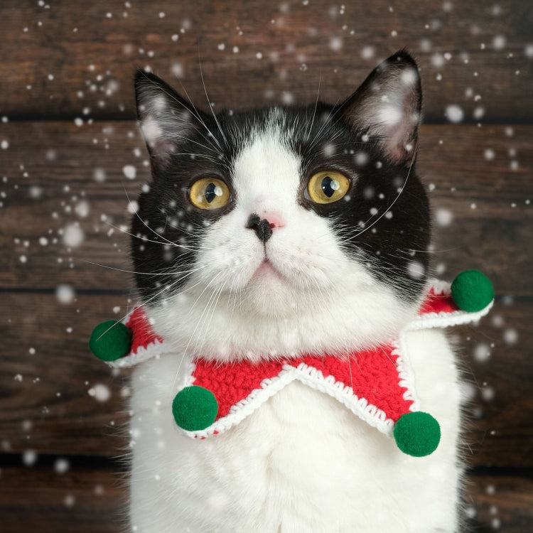 2 PCS Cat Dog Christmas Collar Wool Knitted Saliva Towel Bib