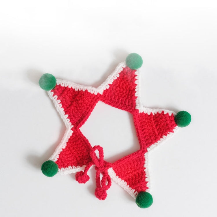 2 PCS Cat Dog Christmas Collar Wool Knitted Saliva Towel Bib