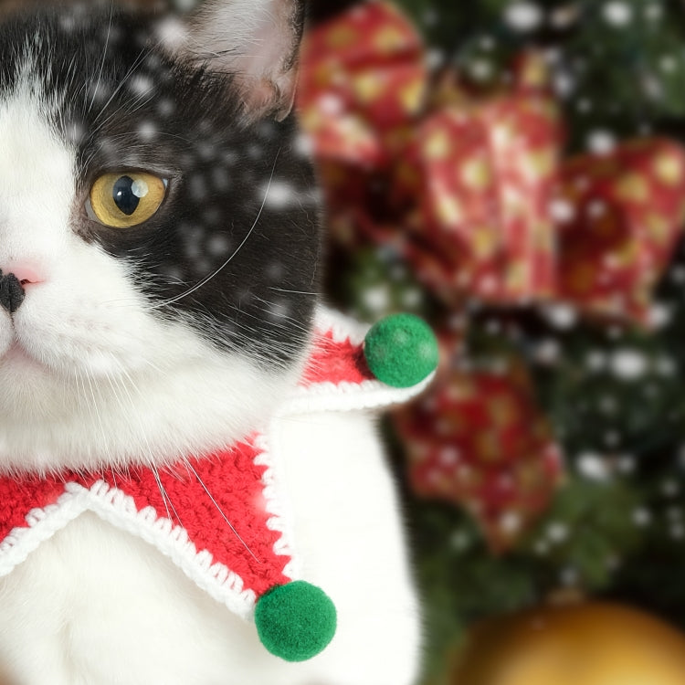 2 PCS Cat Dog Christmas Collar Wool Knitted Saliva Towel Bib