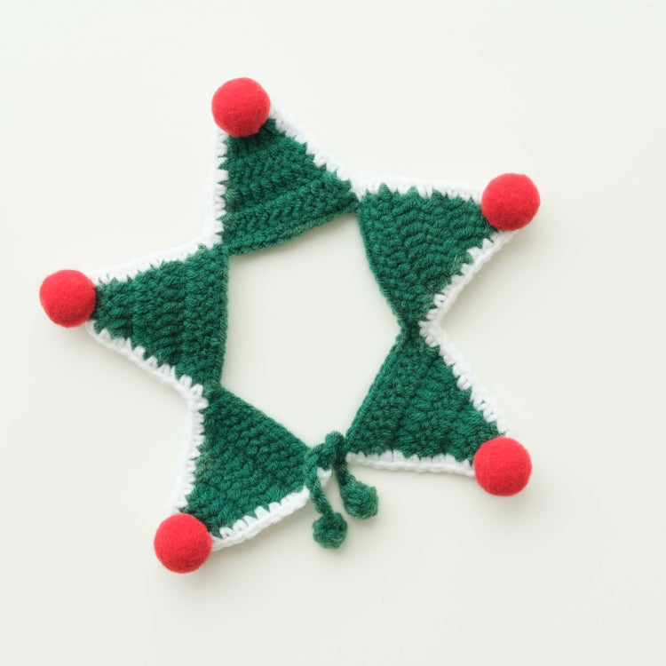 2 PCS Cat Dog Christmas Collar Wool Knitted Saliva Towel Bib