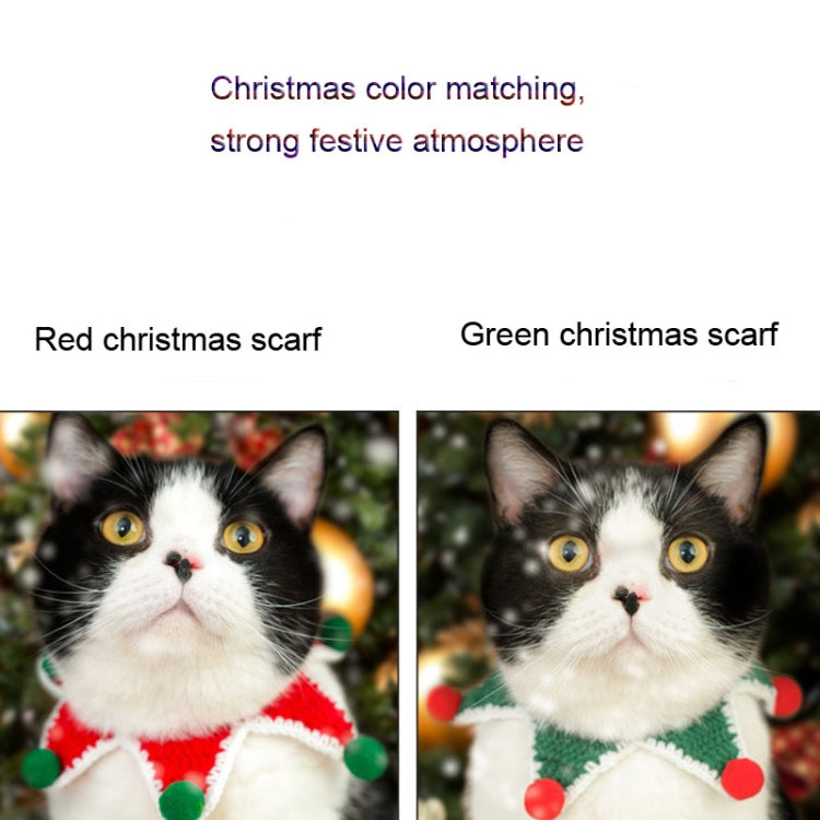 2 PCS Cat Dog Christmas Collar Wool Knitted Saliva Towel Bib