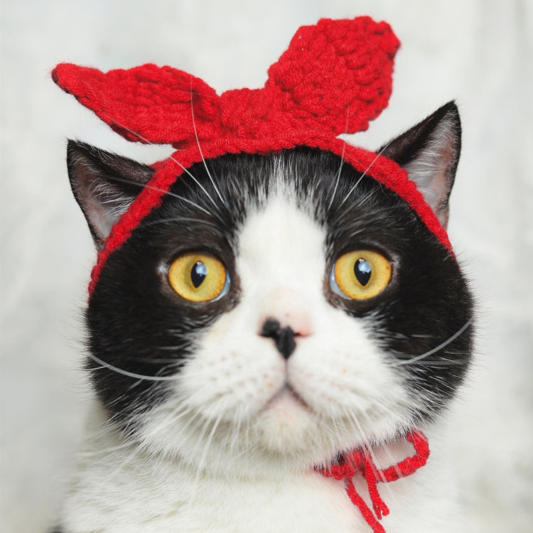 2 PCS Cat Cute Snow White Knitted Bib Collar, Style:  Rabbit Ears