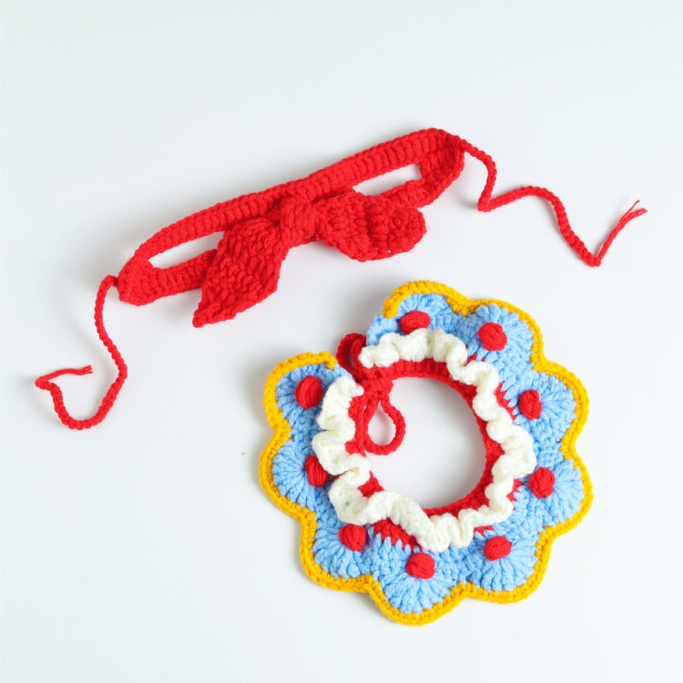 2 PCS Cat Cute Snow White Knitted Bib Collar, Style:  Rabbit Ears