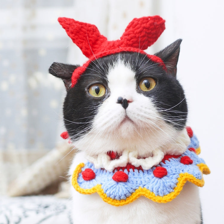 2 PCS Cat Cute Snow White Knitted Bib Collar, Style:  Rabbit Ears