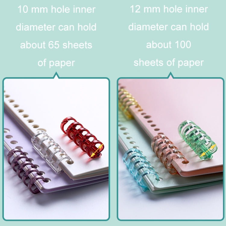 KW-TRIO5 10pcs Grommet Binder Segmented Plastic Binding Rings, Size:10mm