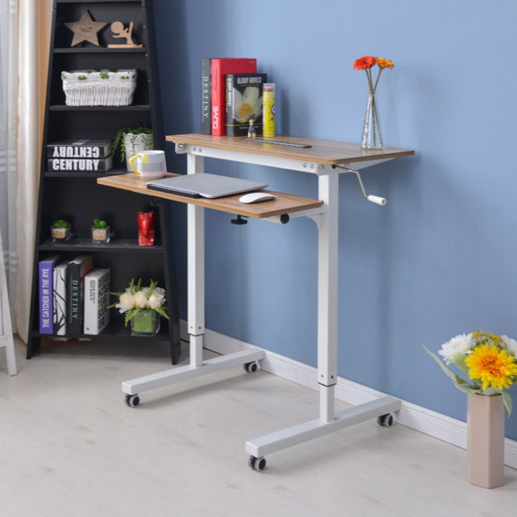 Dual Desktop Hand-Cranked Lifting Stand Office Computer Desk, Style:Without Reinforcing Bar