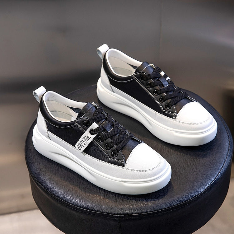 Without Velvet Autumn And Winter Flat Casual White Shoes Women Sports Versatile Shallow Mouth Single Shoes, Size: 35(Black)