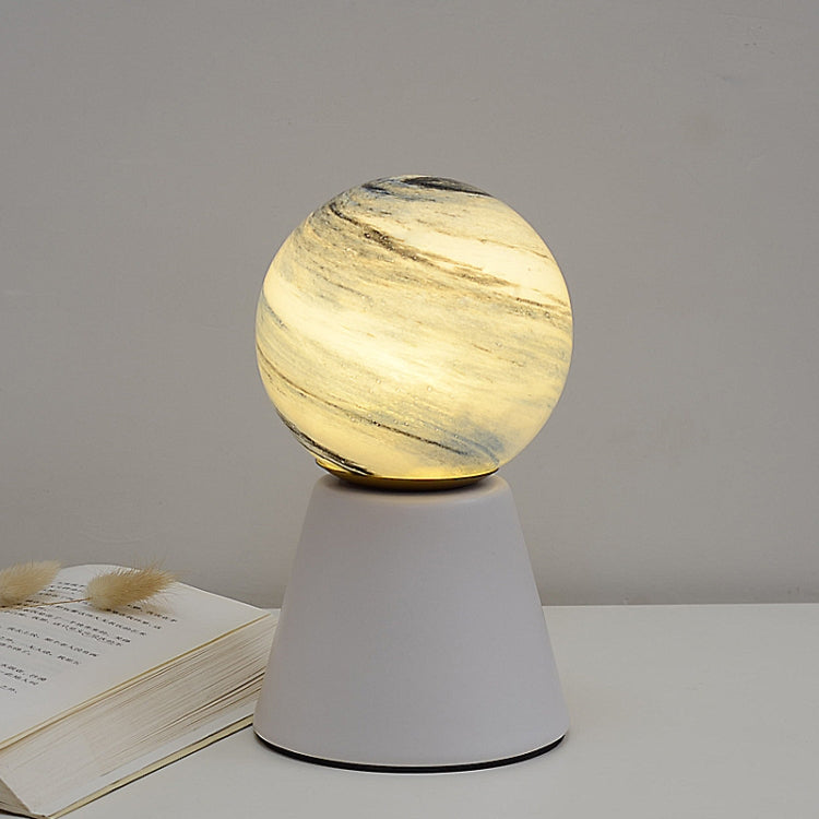 Creative Ceramic Planet Lamp Warm Decoration Moon Lamp Birthday Gift Bedroom Bedside Table Lamp, Power source: Button Switch-USB Cable