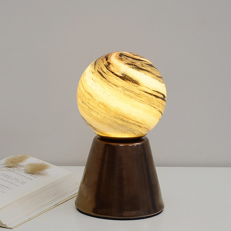 Creative Ceramic Planet Lamp Warm Decoration Moon Lamp Birthday Gift Bedroom Bedside Table Lamp, Power source: Button Switch-USB Cable