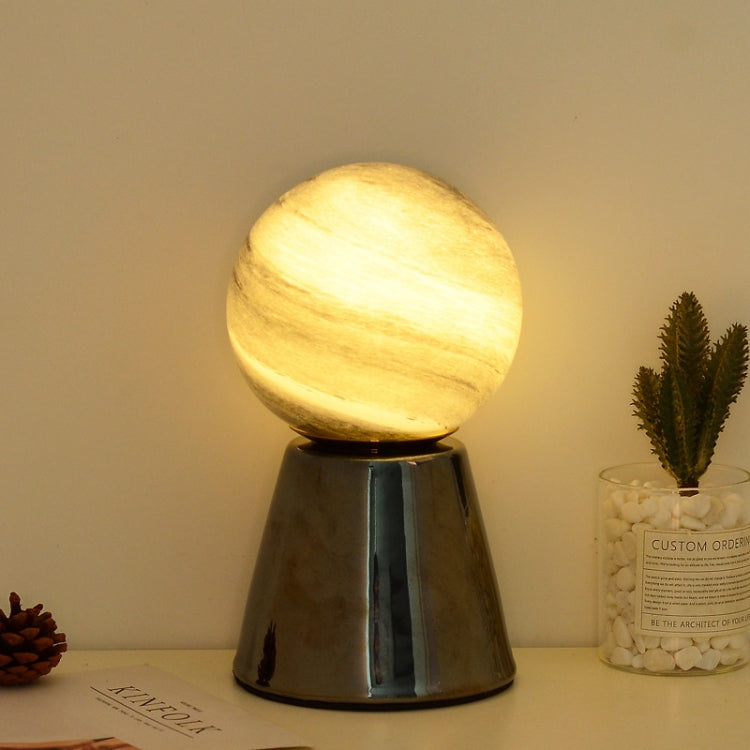 Creative Ceramic Planet Lamp Warm Decoration Moon Lamp Birthday Gift Bedroom Bedside Table Lamp, Power source: Button Switch-USB Cable