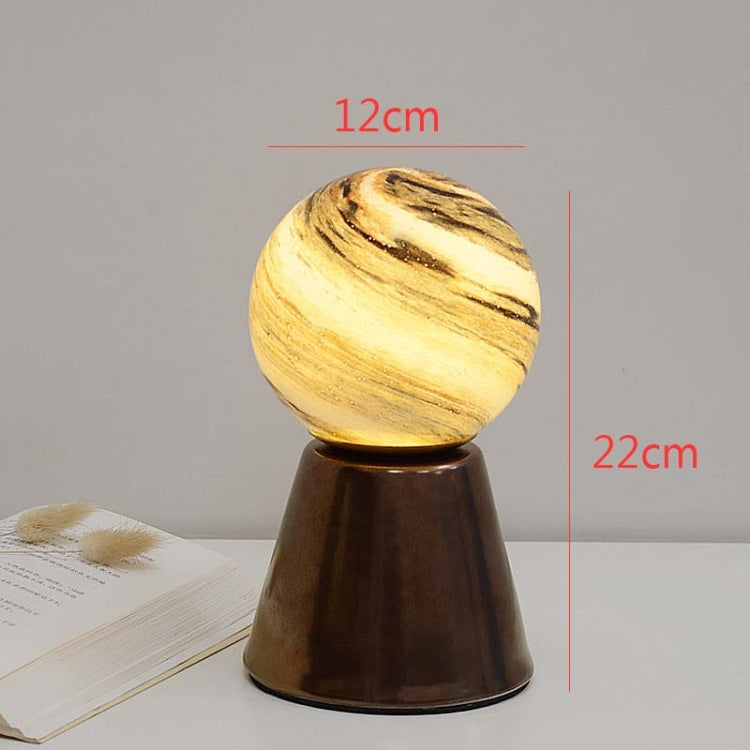Creative Ceramic Planet Lamp Warm Decoration Moon Lamp Birthday Gift Bedroom Bedside Table Lamp, Power source: Button Switch-USB Cable