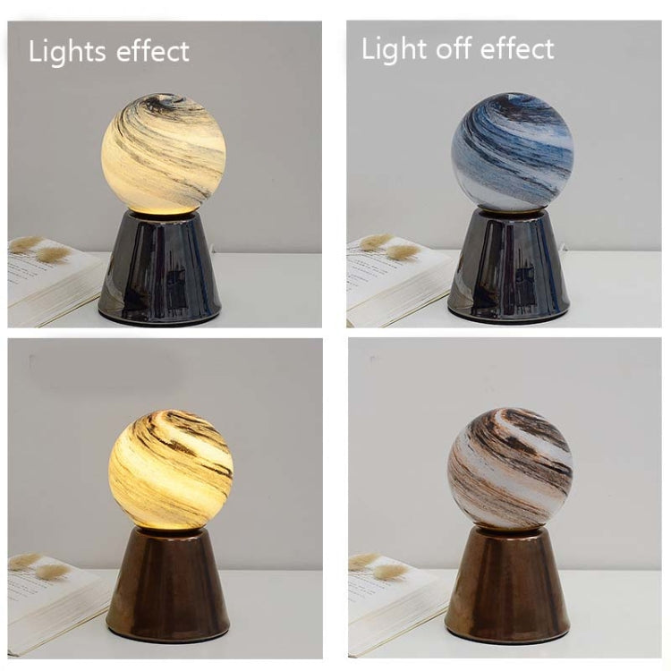 Creative Ceramic Planet Lamp Warm Decoration Moon Lamp Birthday Gift Bedroom Bedside Table Lamp, Power source: Button Switch-USB Cable