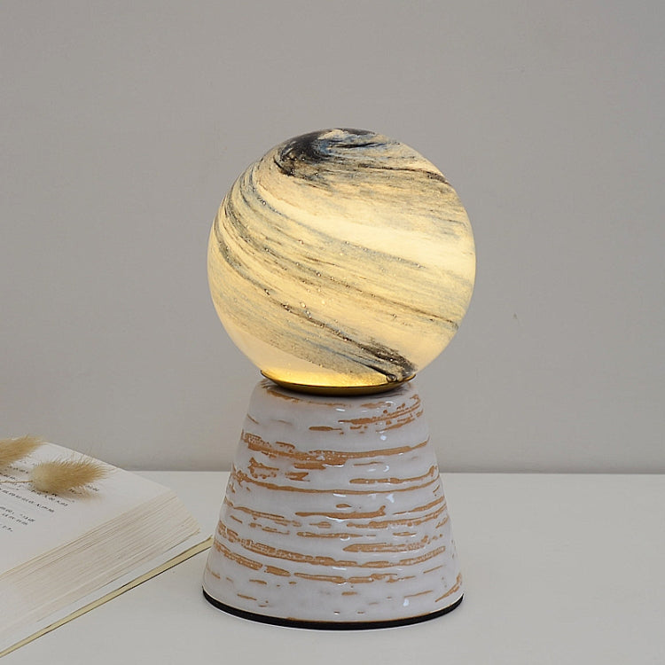 Creative Ceramic Planet Lamp Warm Decoration Moon Lamp Birthday Gift Bedroom Bedside Table Lamp, Power source: Dimmer Switch-USB Cable