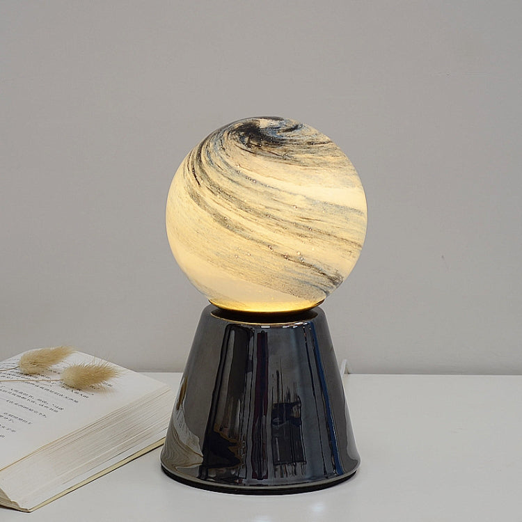Creative Ceramic Planet Lamp Warm Decoration Moon Lamp Birthday Gift Bedroom Bedside Table Lamp, Power source: Dimmer Switch-USB Cable