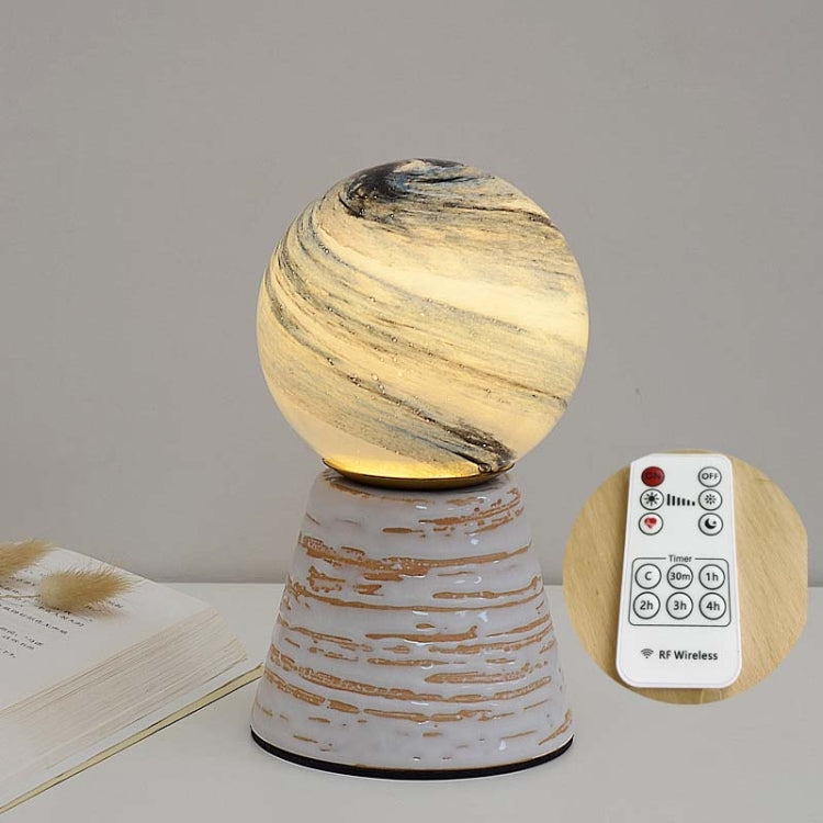 Creative Ceramic Planet Lamp Warm Decoration Moon Lamp Birthday Gift Bedroom Bedside Table Lamp, Power source: Remote Control Switch-USB Cable