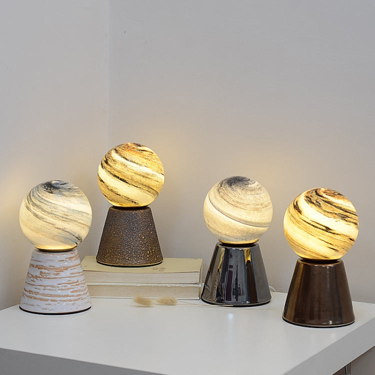 Creative Ceramic Planet Lamp Warm Decoration Moon Lamp Birthday Gift Bedroom Bedside Table Lamp, Power source: Remote Control Switch-USB Cable