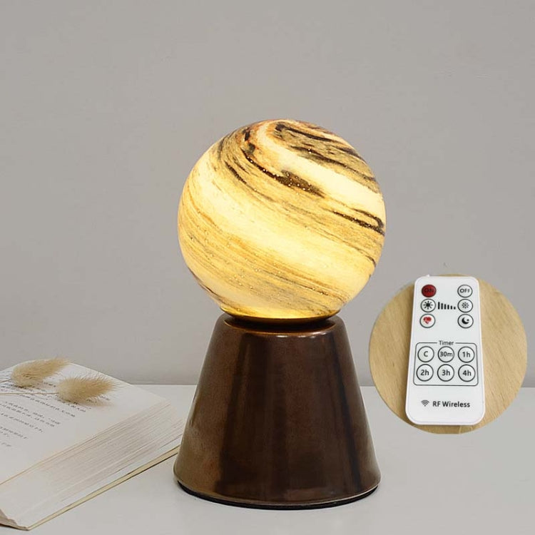 Creative Ceramic Planet Lamp Warm Decoration Moon Lamp Birthday Gift Bedroom Bedside Table Lamp, Power source: Remote Control Switch-USB Cable