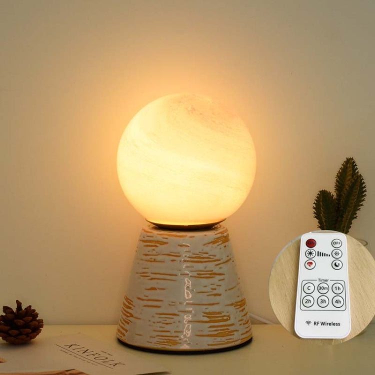 Creative Ceramic Planet Lamp Warm Decoration Moon Lamp Birthday Gift Bedroom Bedside Table Lamp, Power source: Remote Control Switch-USB Cable