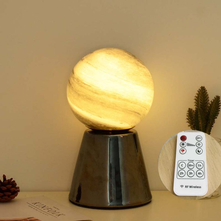 Creative Ceramic Planet Lamp Warm Decoration Moon Lamp Birthday Gift Bedroom Bedside Table Lamp, Power source: Remote Control Switch-USB Cable
