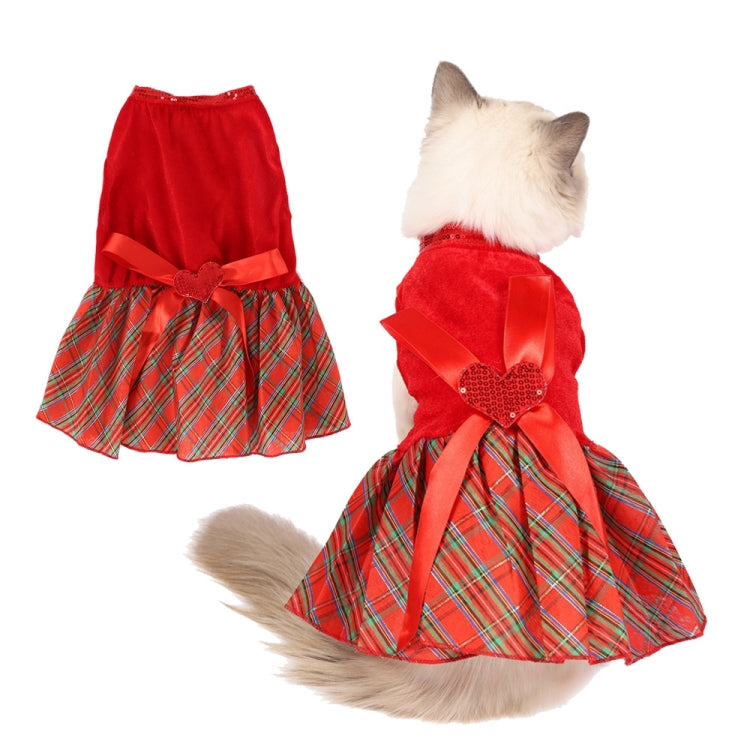 Christmas Pet Dog Plaid Butterfly Skirt, Size: XS(Red)