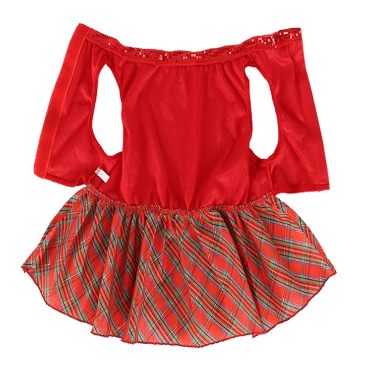 Christmas Pet Dog Plaid Butterfly Skirt, Size: M(Red)