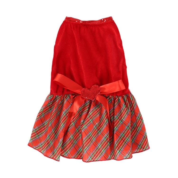 Christmas Pet Dog Plaid Butterfly Skirt, Size: M(Red)