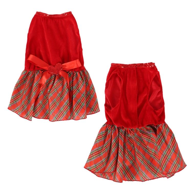 Christmas Pet Dog Plaid Butterfly Skirt, Size: M(Red)