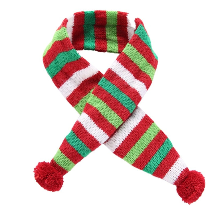 Dog Scarf Christmas Pet Accessories Winter Warmth Pet Scarf, Size: XS(Red and Green Stripes)