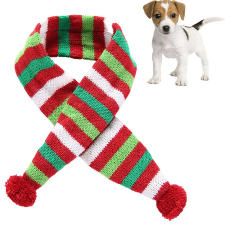 Dog Scarf Christmas Pet Accessories Winter Warmth Pet Scarf, Size: XL(Red and Green Stripes)