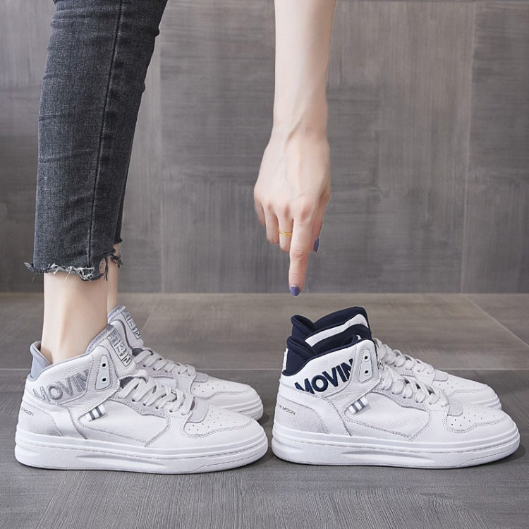 Little White Shoes Female Spring And Autumn Breathable Flat Sports Casual High-Top Shoes, Size: 37(Gray)