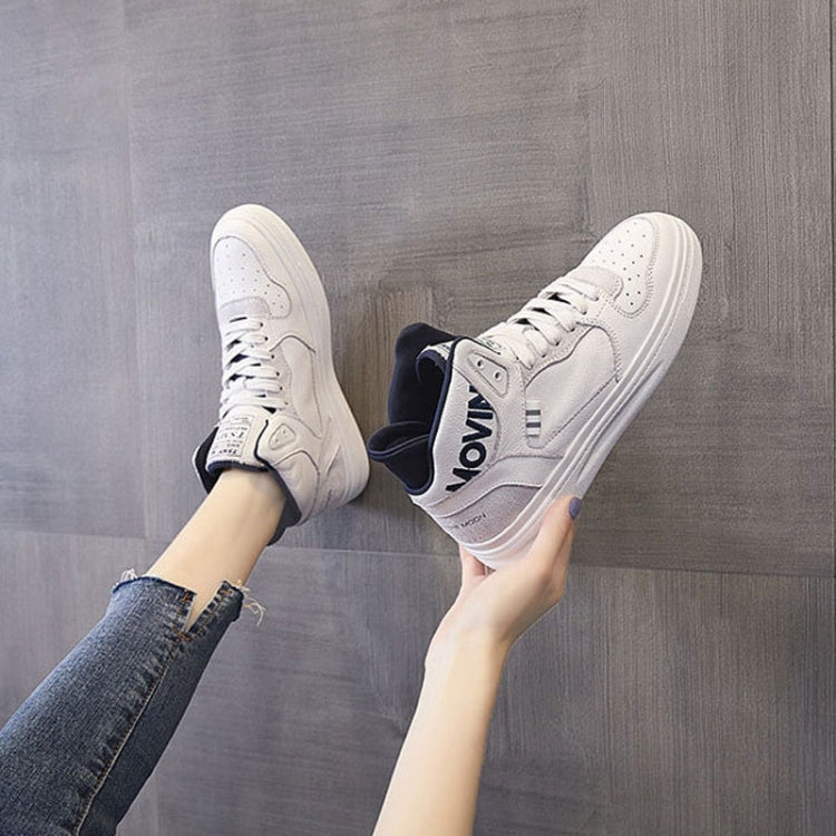 Little White Shoes Female Spring And Autumn Breathable Flat Sports Casual High-Top Shoes, Size: 38