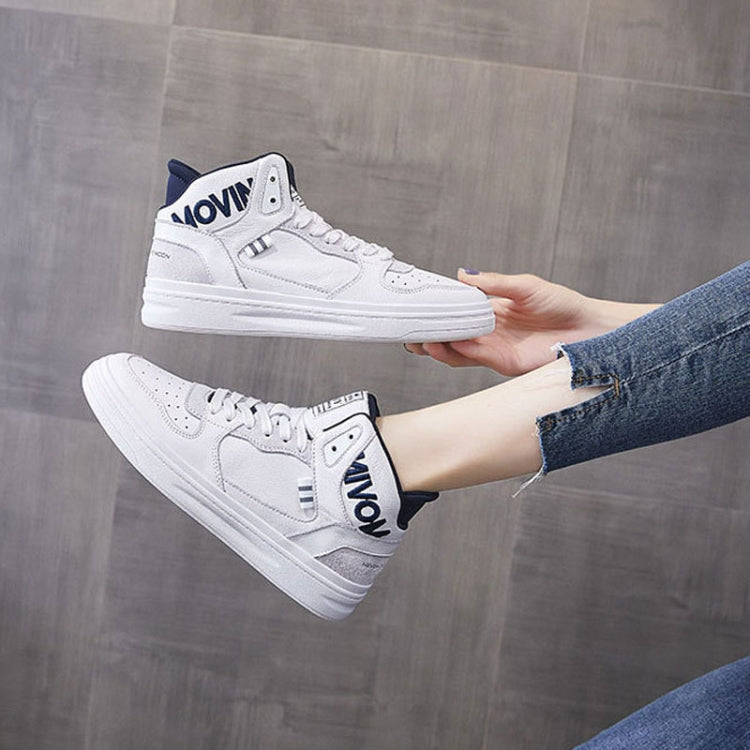 Little White Shoes Female Spring And Autumn Breathable Flat Sports Casual High-Top Shoes, Size: 39(Gray)