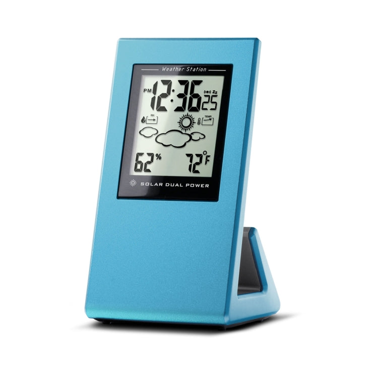 Solar Weather Forecast Clock 24 Hours Temperature & Humidity Perpetual Meter(Blue)