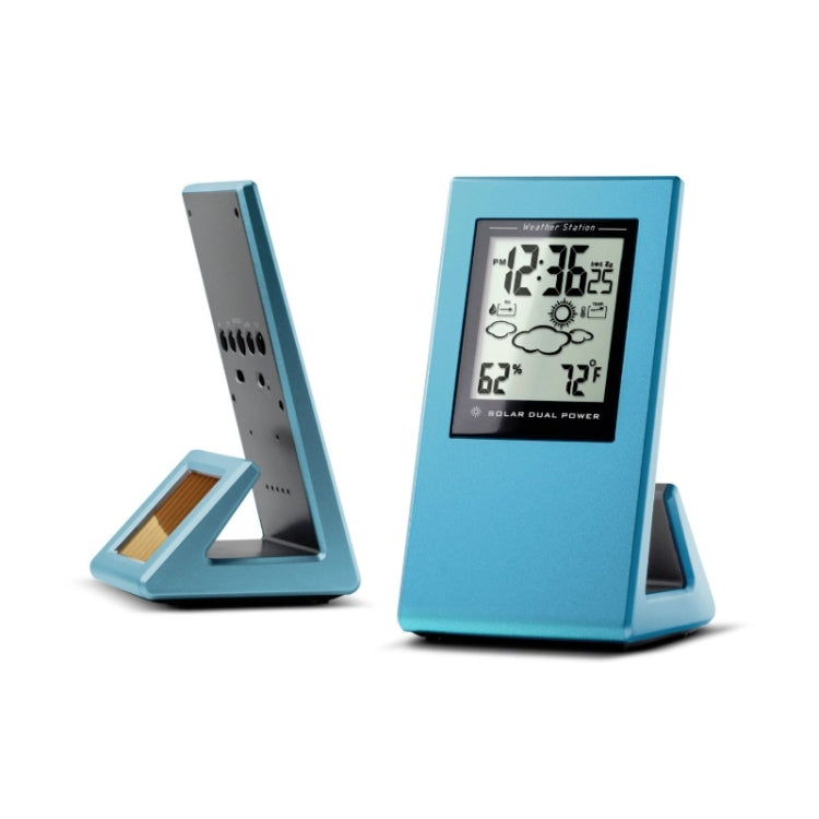 Solar Weather Forecast Clock 24 Hours Temperature & Humidity Perpetual Meter(Blue)