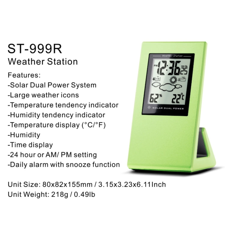 Solar Weather Forecast Clock 24 Hours Temperature & Humidity Perpetual Meter(Blue)