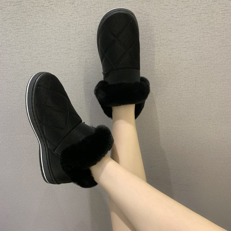 Snow Boots Women Autumn And Winter Students Short Tube Plus Velvet Thick One-Step Cotton Shoes, Size:40(Black)