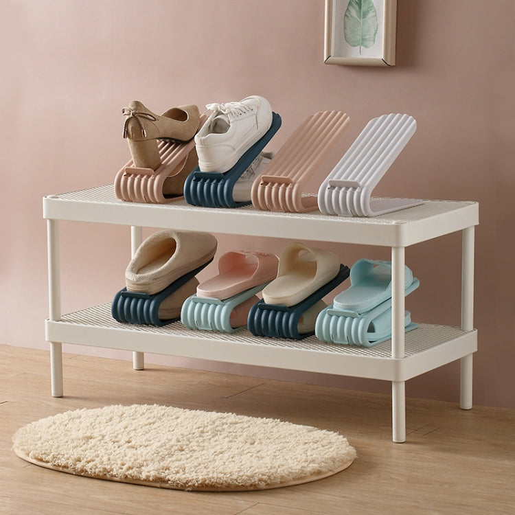 4 PCS Shoe Cabinet Storage Adjustable Double-Layer Rack Folding Shoe Rack