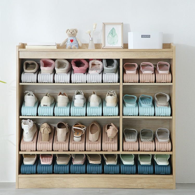 4 PCS Shoe Cabinet Storage Adjustable Double-Layer Rack Folding Shoe Rack