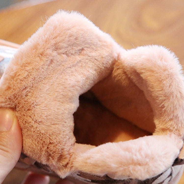 Girls Thick Cotton Boots Winter Plus Velvet Boys Baby Bread Cotton Shoes Snow Boots, Size: 30(Army Green)