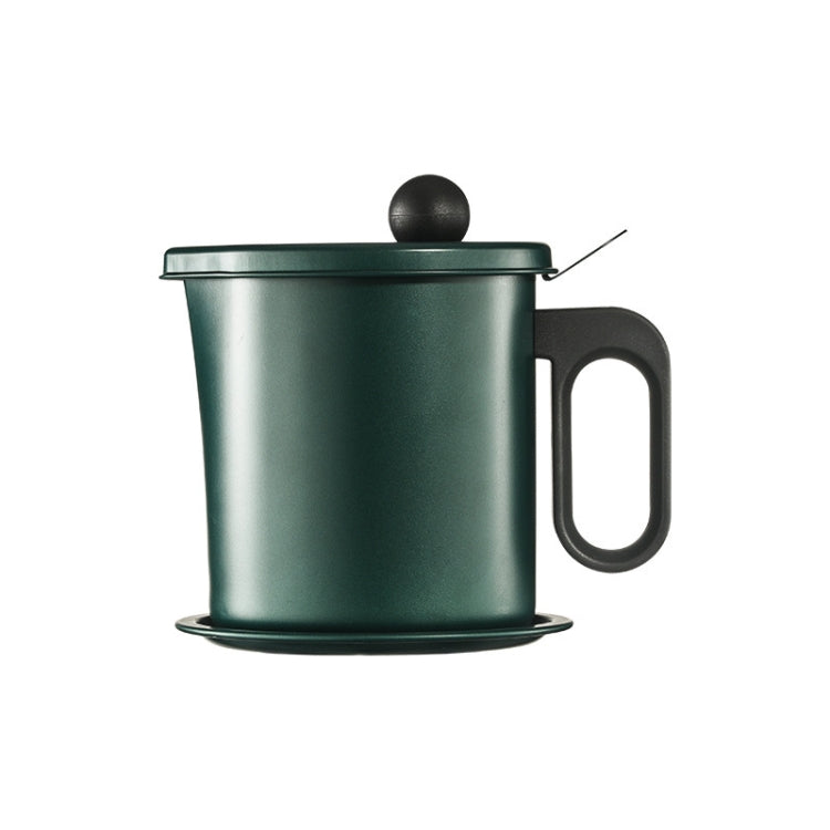 Kitchen Household Stainless Steel Oil Pot Filter Mesh With Lid Oil Bottle(Dark Green)