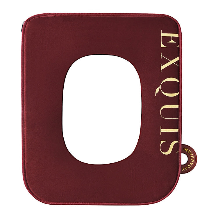 Household Waterproof Toilet Seat With Zipper And Handle, Style:Square(Wine Red)