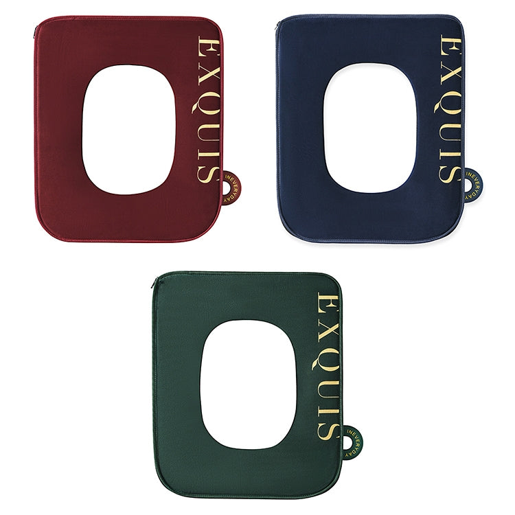 Household Waterproof Toilet Seat With Zipper And Handle, Style:Square(Wine Red)