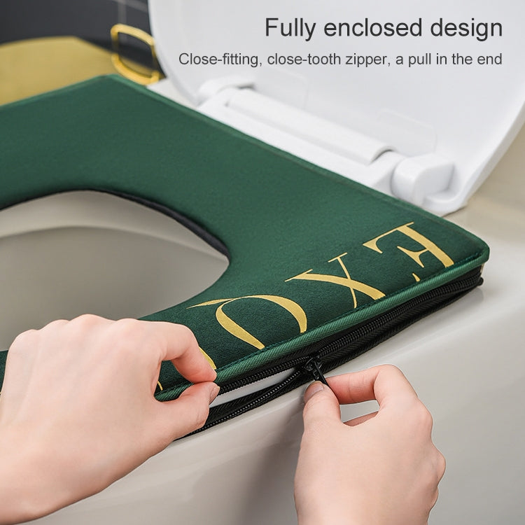 Household Waterproof Toilet Seat With Zipper And Handle, Style:Square(Wine Red)