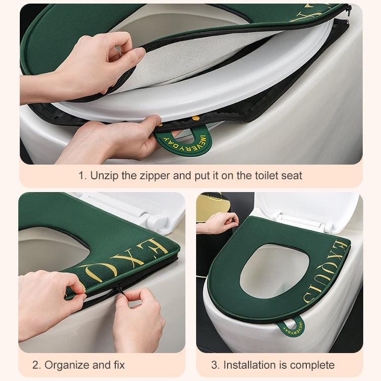 Household Waterproof Toilet Seat With Zipper And Handle, Style:Round