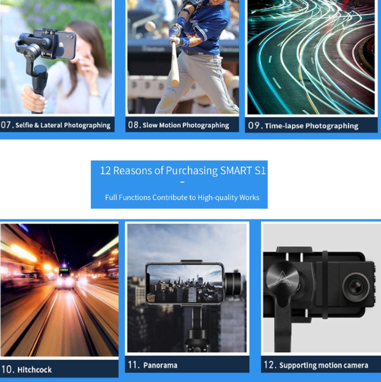 AOCHUAN Smart S1 Handheld Stabilizer Three-Axis Intelligent Follow-Up Anti-Shake Bracket Multi-Function Shooting Handheld Gimbal