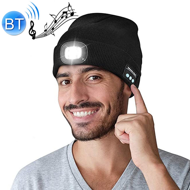 Outdoor Night Running Night Fishing LED Light Illumination Bluetooth 5.0 Knitted Hat