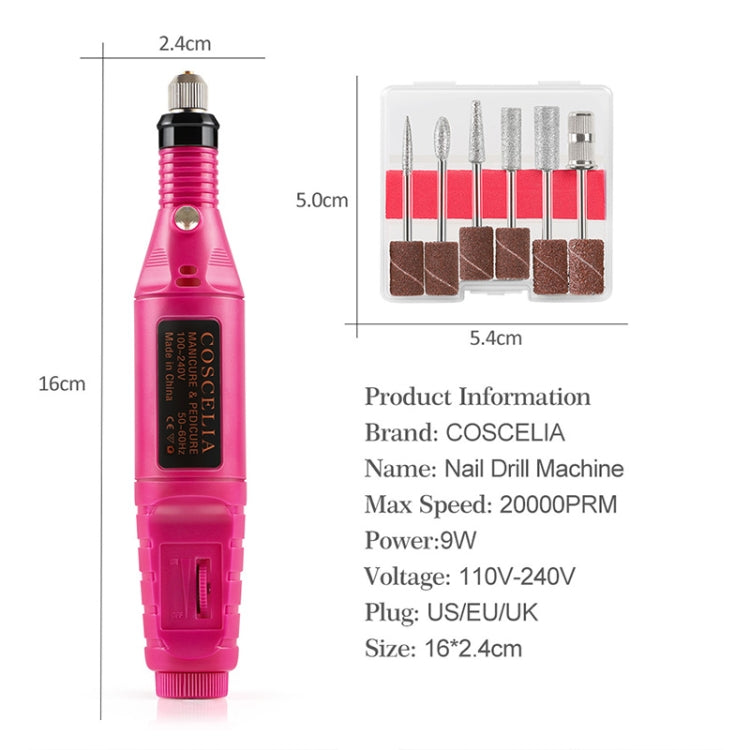3 Sets Professional Electric Manicure Machine Pen with 6 Grinding Bits EU Plug
