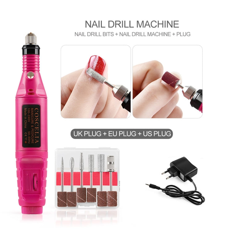 3 Sets Professional Electric Manicure Machine Pen with 6 Grinding Bits EU Plug