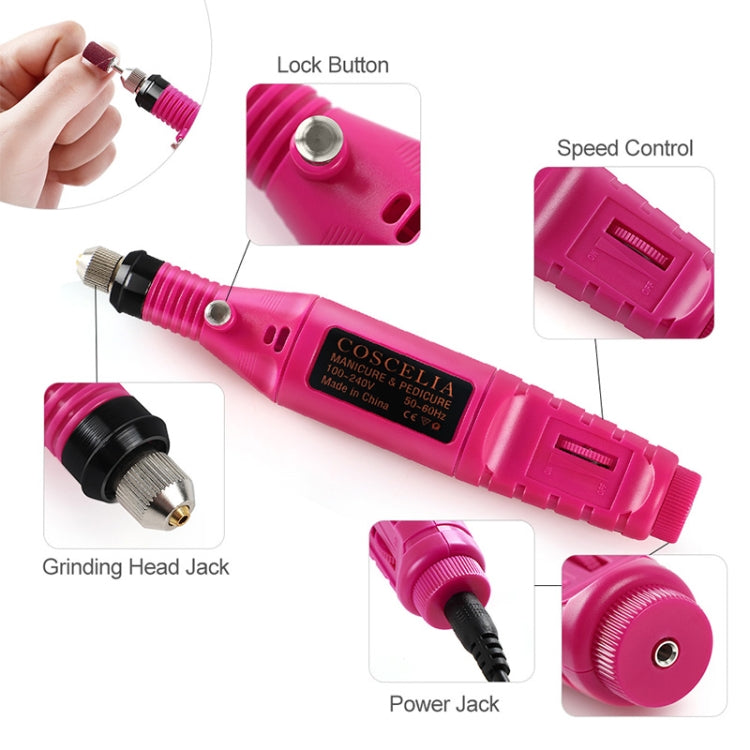 3 Sets Professional Electric Manicure Machine Pen with 6 Grinding Bits EU Plug