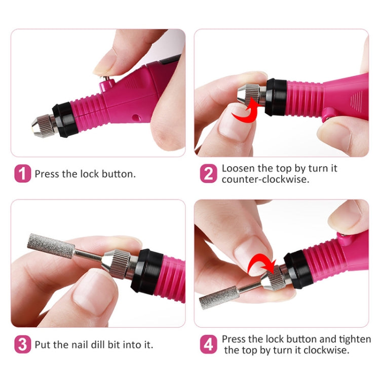 3 Sets Professional Electric Manicure Machine Pen with 6 Grinding Bits EU Plug